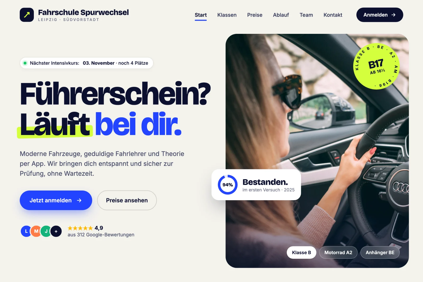 Neue Website von Fahrschule Spurwechsel
