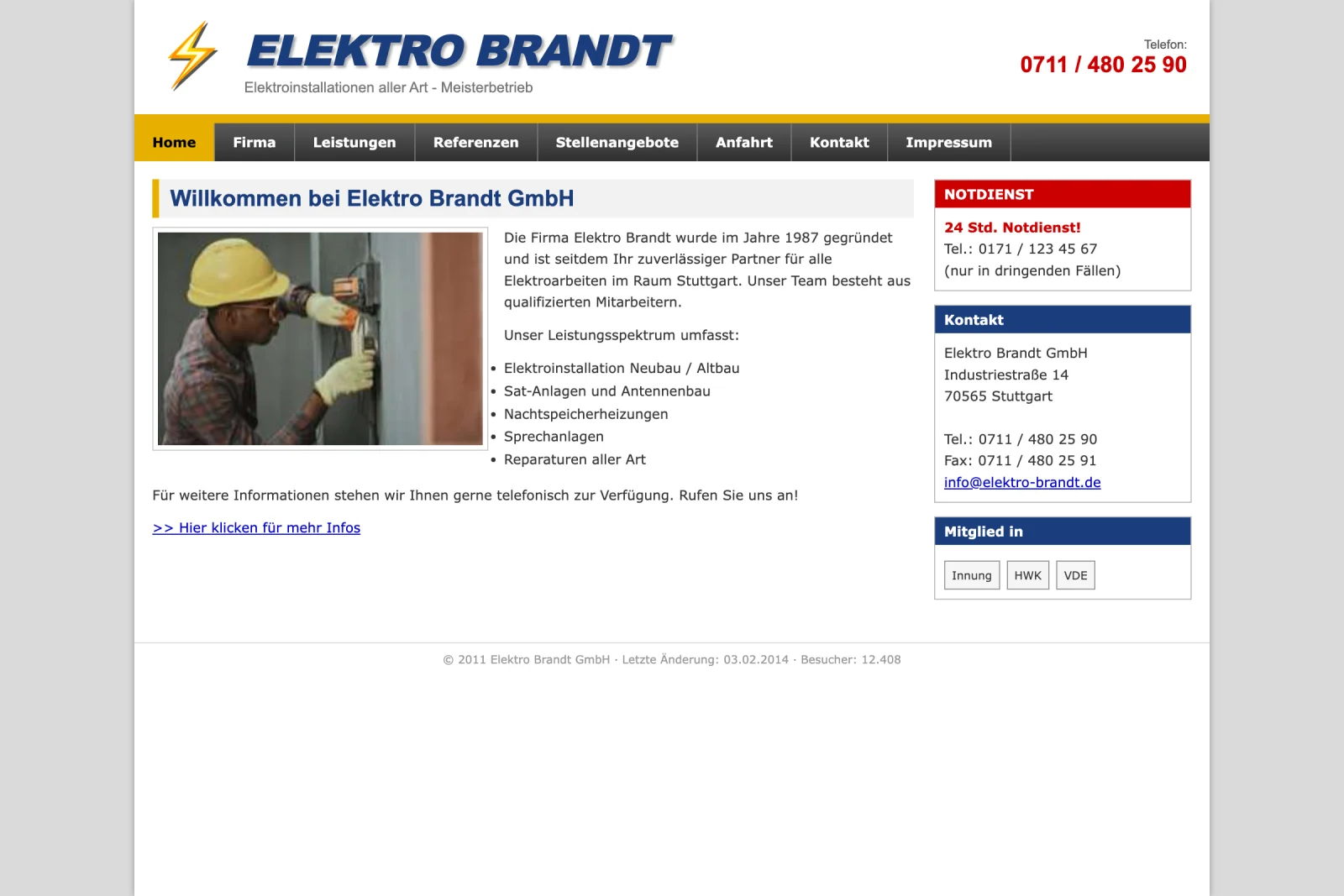Alte Website von Elektro Brandt