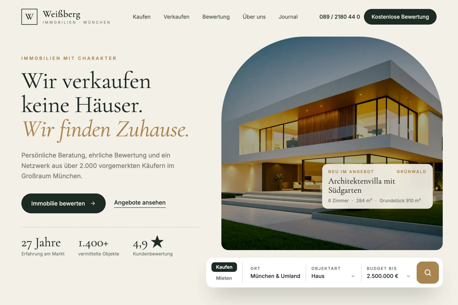 Webseiten-Entwurf für Weißberg Immobilien auf Laptop